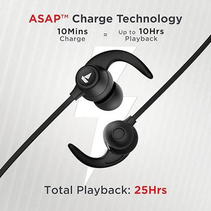 boAt Rockerz 255 Neo in-Ear Bluetooth Neckband with Mic with ENx Tech, Smart Magnetic Buds Active Black) - Rajputtrade