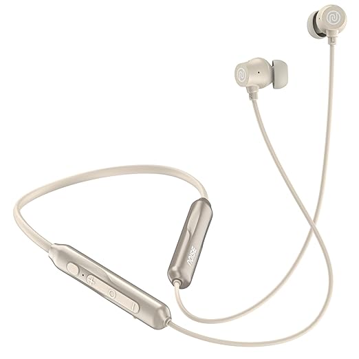 Noise Airwave Pro Bluetooth in Ear Neckband with Upto 32 dB ANC (Metallic Beige) - Rajputtrade